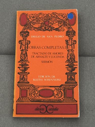 Portada del libro de Obras completas, I . Tractado de amores de Arnalte y Lucenda