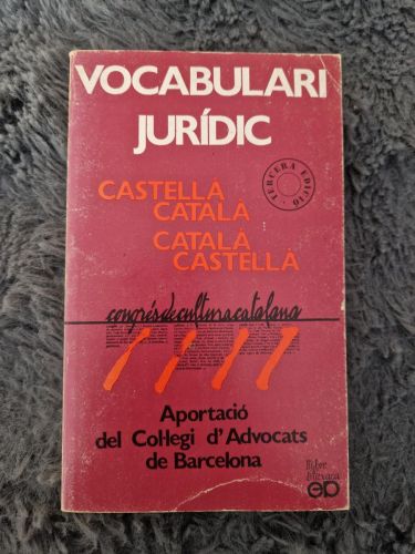 Portada del libro de Vocabilari jurídic. Castellà-Català, Català-Castellà