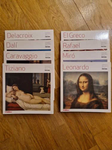 Portada del libro de Grandes maestros de la pintura. 8 volúmenes: El Greco, Rafael, Miró, Leonardo, Tiziano, Caravaggio,...