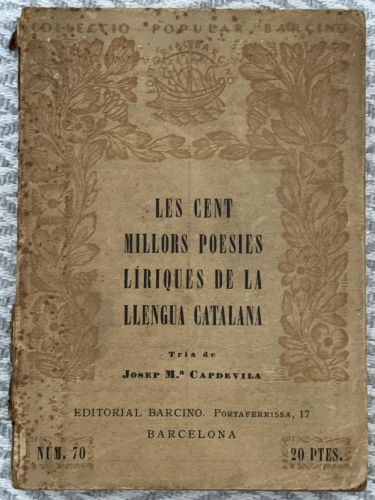 Portada del libro de Les cent millors poesies líriques de la llengua catalana