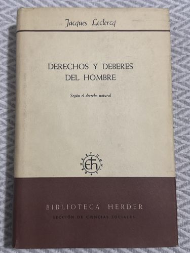 Portada del libro de Derechos y deberes del hombre. Según el derecho natural