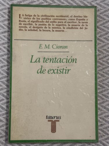 Portada del libro de La tentación de existir