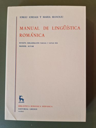 Portada del libro de Manual de lingüística románica. Vol. I
