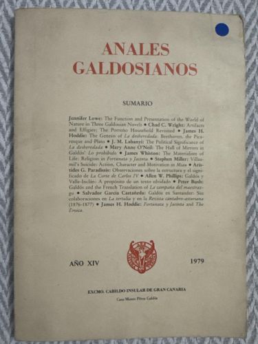 Anales Galdosianos. Año XIV 1979