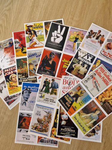 Portada del libro de 12 láminas con 4 carteles de cine cada una (ficha). Todos diferentes.