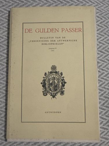 Portada del libro de De Gulden Passer. Bulletin van de ‘Vereeniging der Antwerpsche Bibliophielen’. Jaargang 69