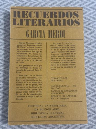 Portada del libro de Recuerdos literarios