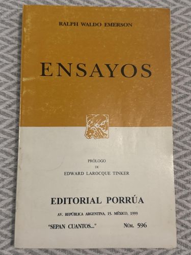Portada del libro de Ensayos. Ralph Waldo Emerson