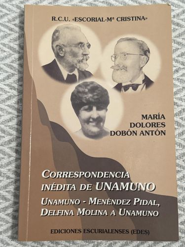 Portada del libro de Correspondencia inédita de Unamuno